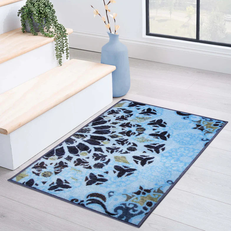 Thalia Modern Medallion Indoor Washable Area Rug - LightBlue