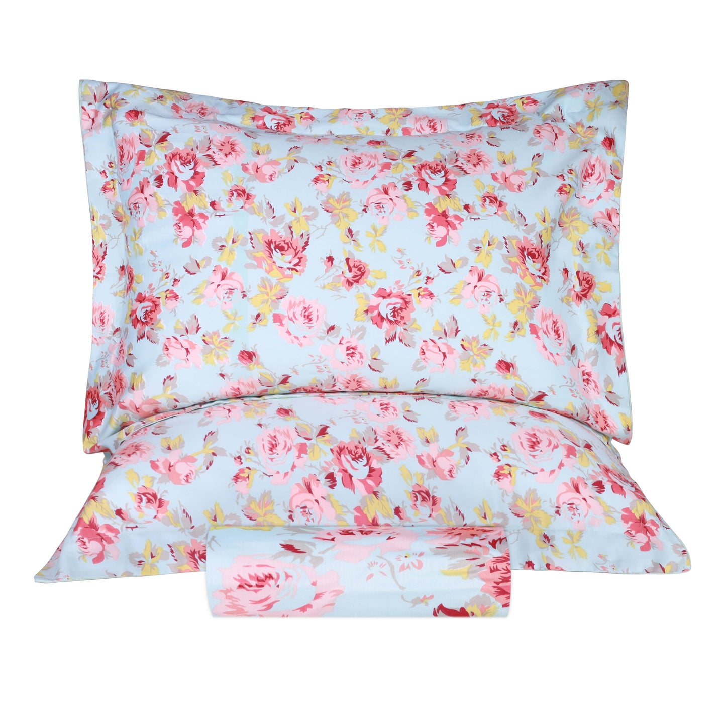300 Thread Count Solid or Floral Cotton All-Season Duvet Cover Set - LightBlue
