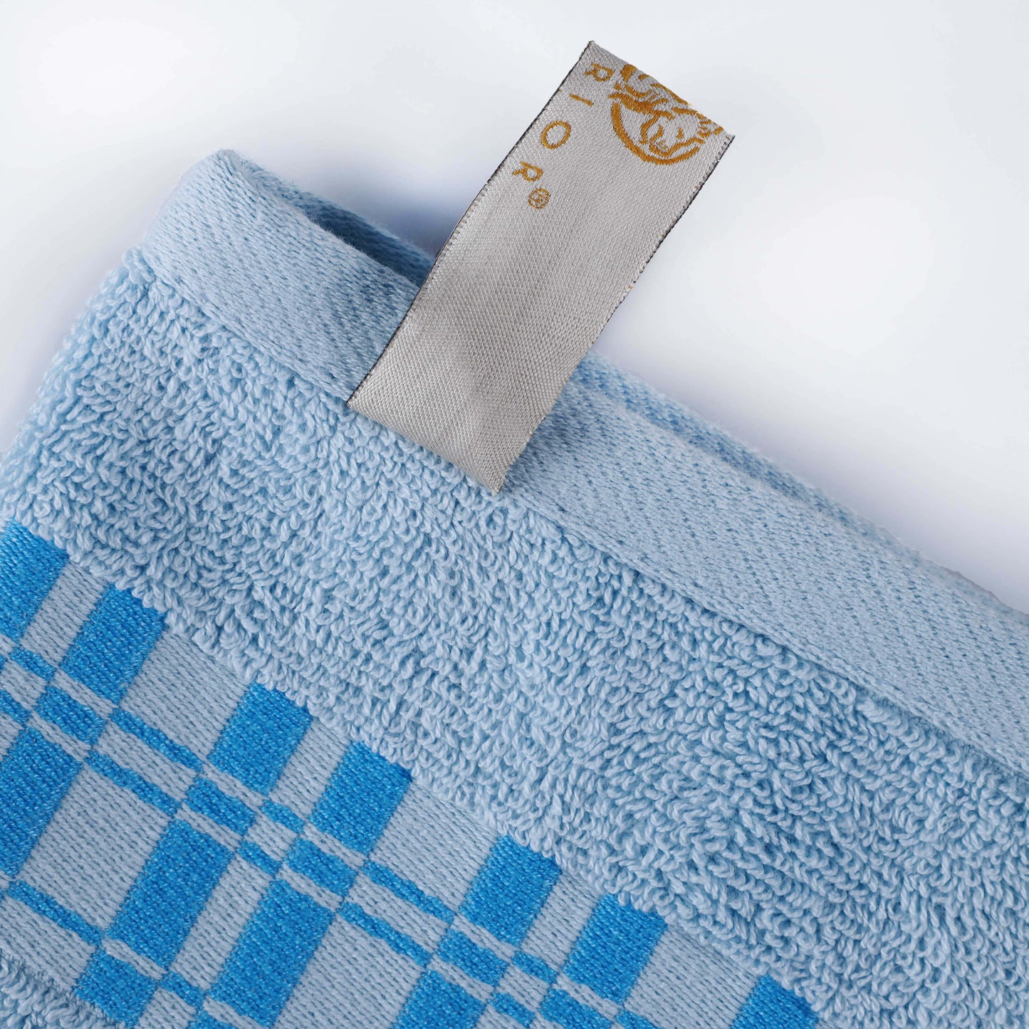 Larissa Cotton Geometric Border Bath Towel Set of 4 - LightBlue