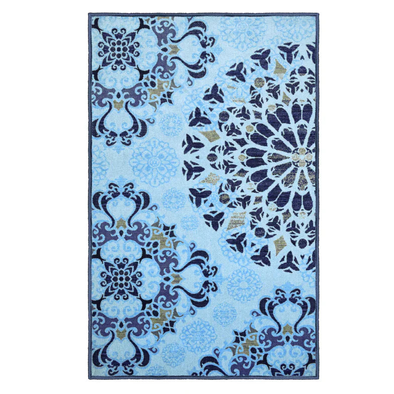 Thalia Modern Medallion Indoor Washable Area Rug - LightBlue