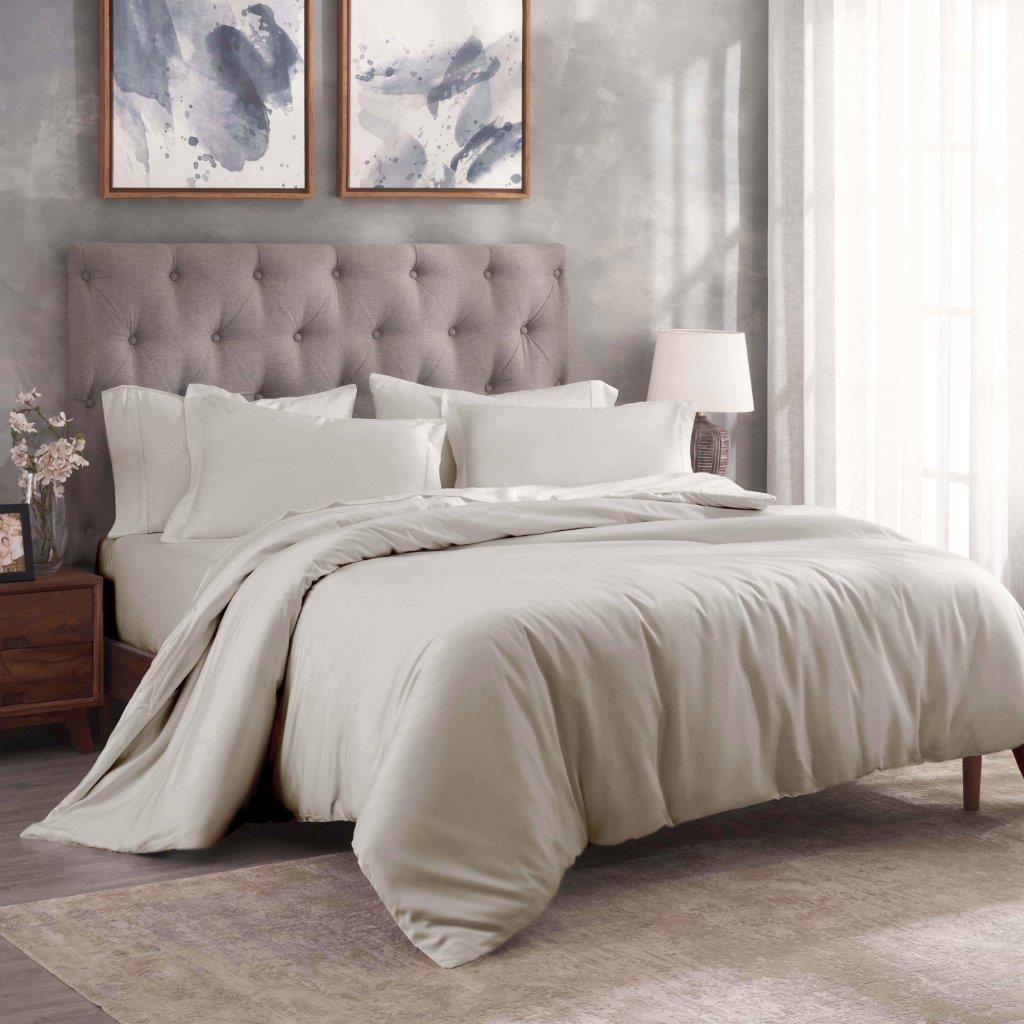 Egyptian Cotton 300 Thread Count Solid Duvet Cover Set - LightGray