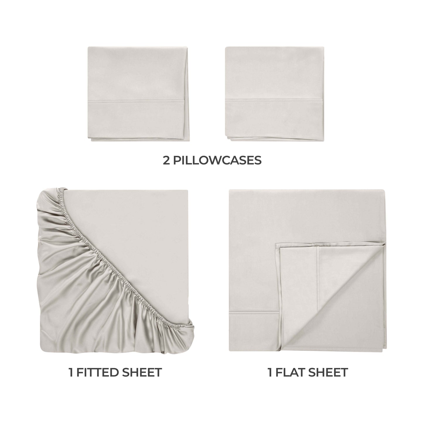 Egyptian Cotton 300 Thread Count Solid Deep Pocket Sheet Set - LightGray