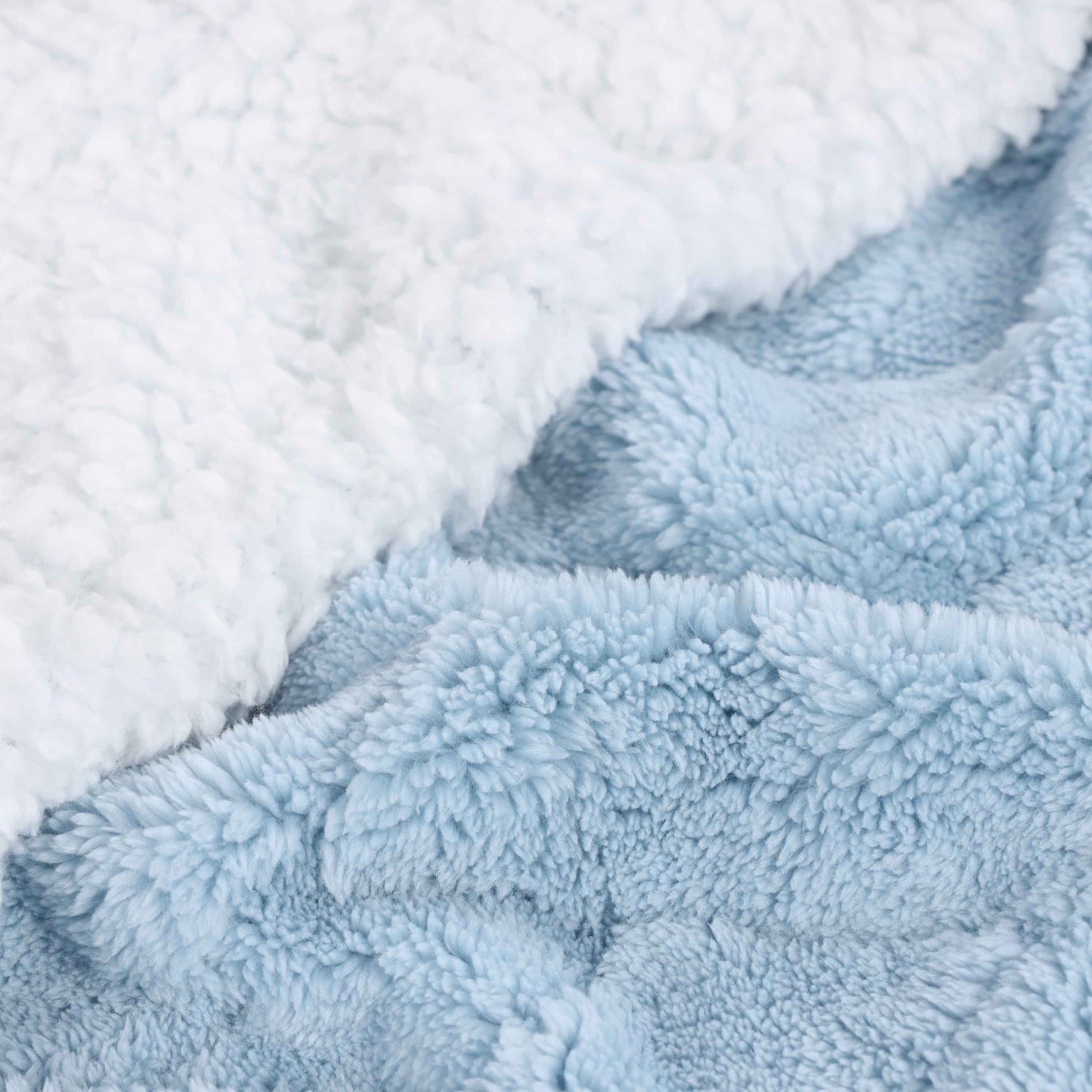 Nuuk Jacquard Lattice Fleece Plush Fluffy Sherpa Reversible Blanket - LightBlue