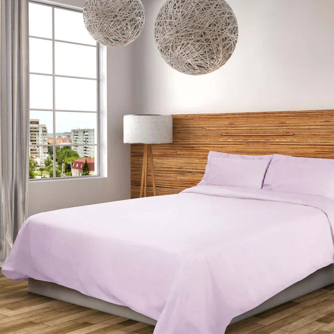 Cotton Percale Modern Traditional Duvet Cover Set - Lilac