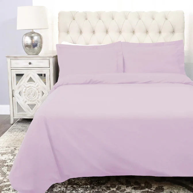 Cotton Percale Modern Traditional Duvet Cover Set - Lilac