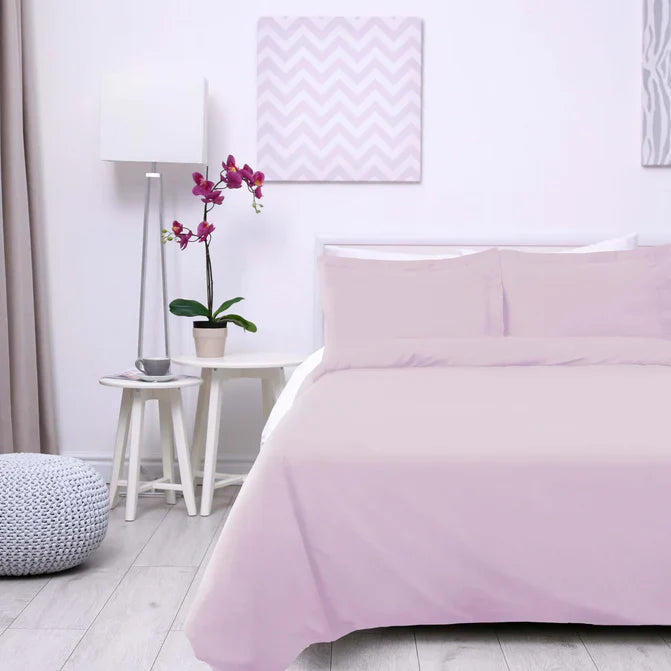 Cotton Percale Modern Traditional Duvet Cover Set - Lilac