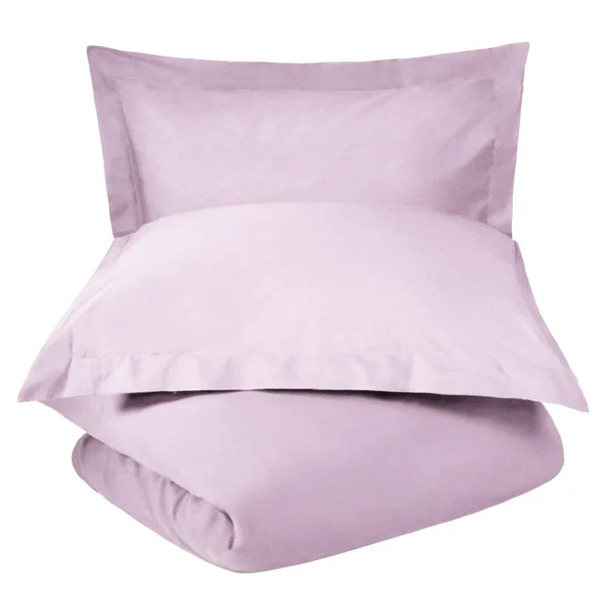 Cotton Percale Modern Traditional Duvet Cover Set - Lilac