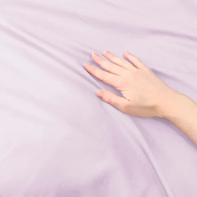 Cotton Percale Modern Traditional Duvet Cover Set - Lilac