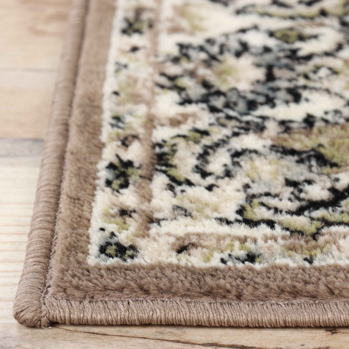 Lille Elegant Floral Indoor Area Rug or Runner Rug Or Door Mat - Brown