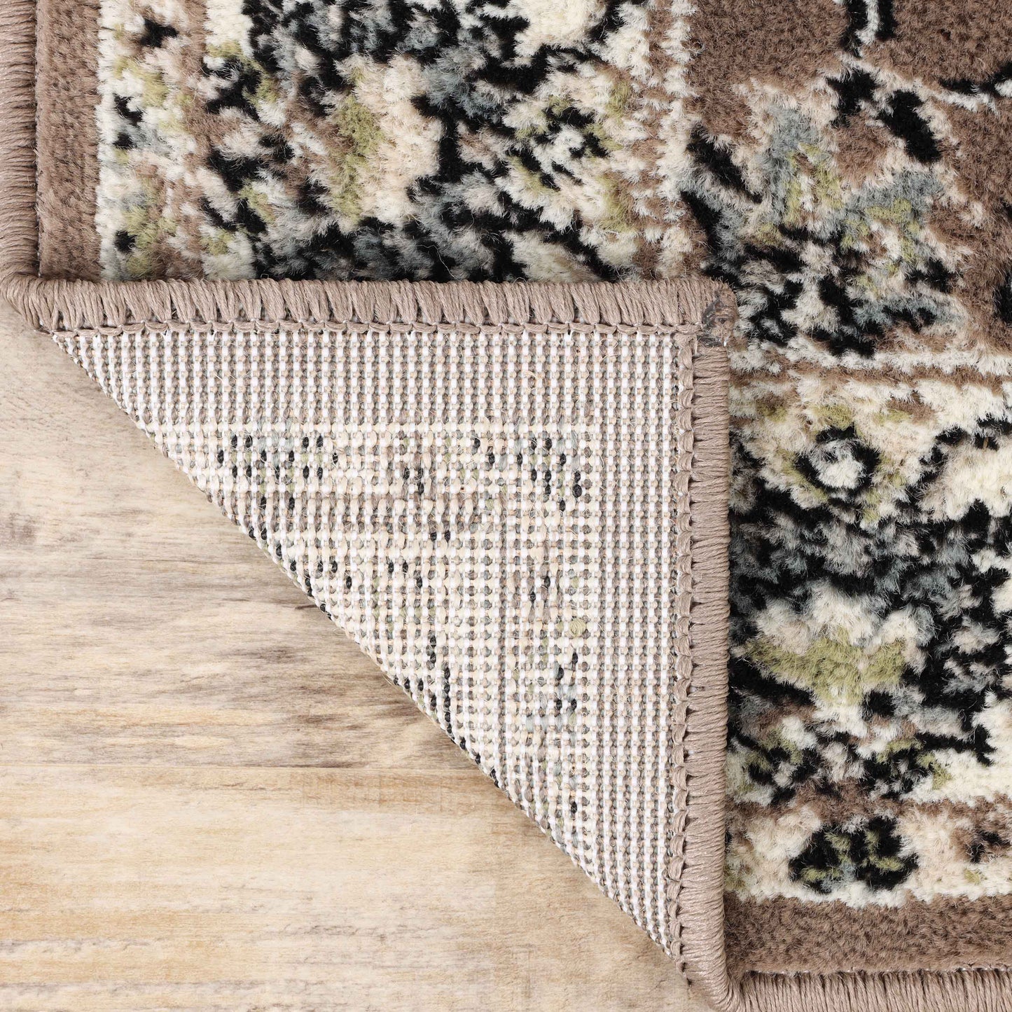 Lille Elegant Floral Indoor Area Rug or Runner Rug Or Door Mat - Brown