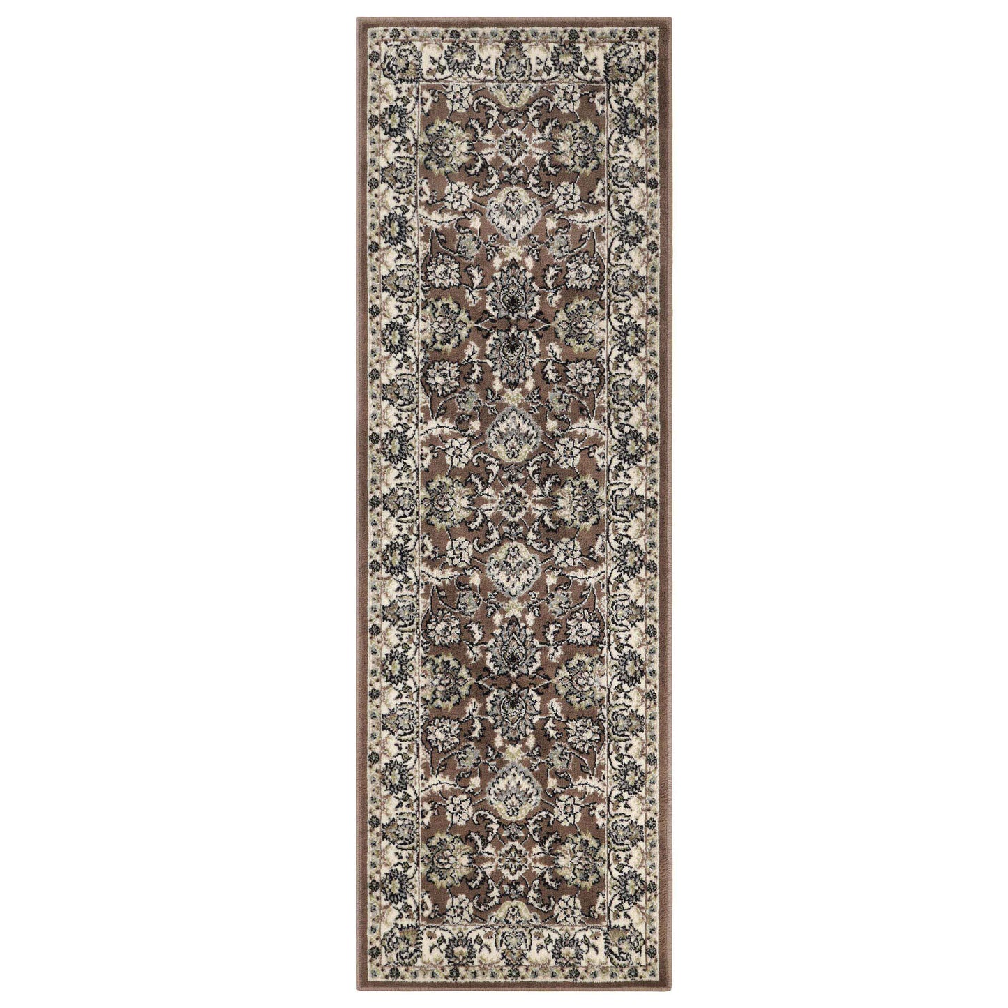 Lille Elegant Floral Indoor Area Rug or Runner Rug Or Door Mat - Brown