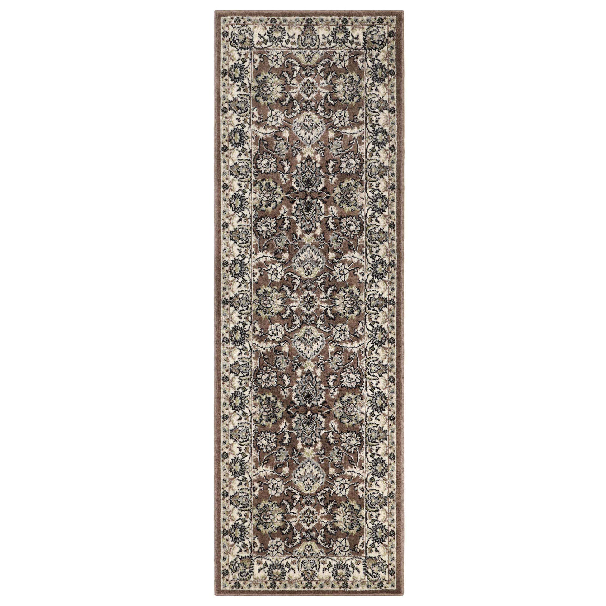 Lille Elegant Floral Indoor Area Rug or Runner Rug Or Door Mat - Brown