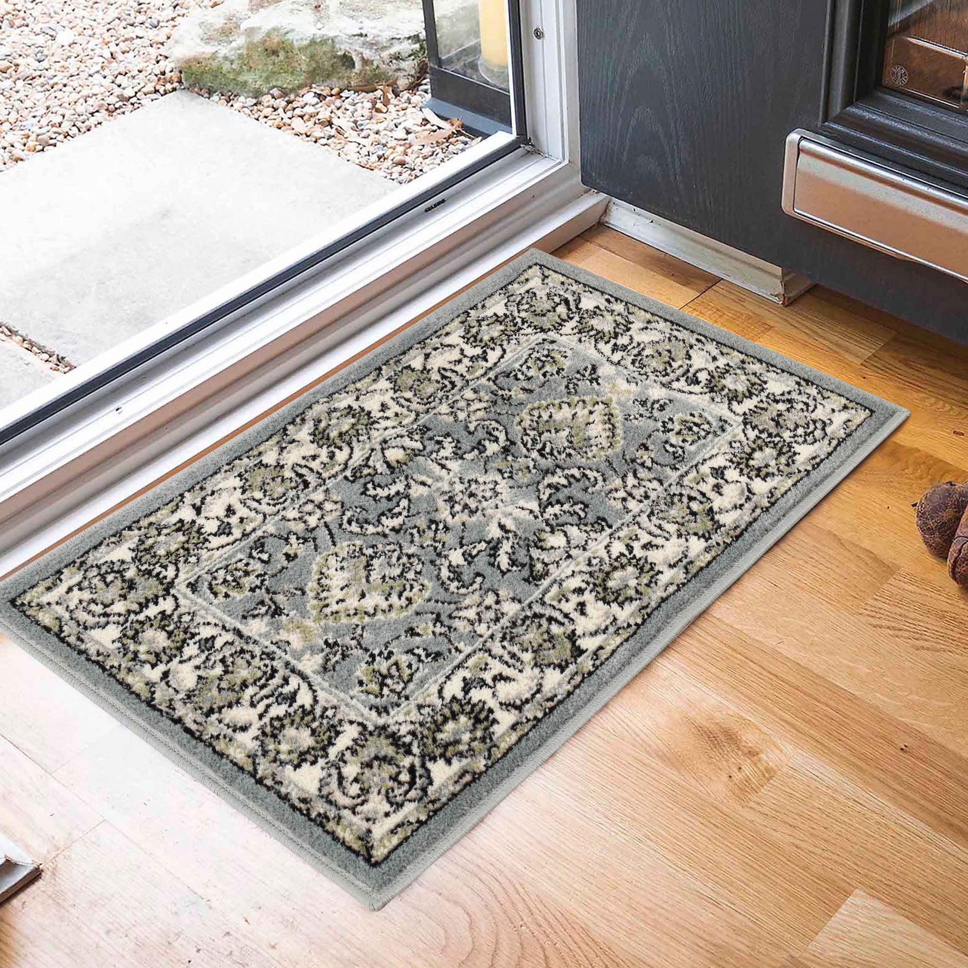 Lille Elegant Floral Indoor Area Rug or Runner Rug Or Door Mat - Cream