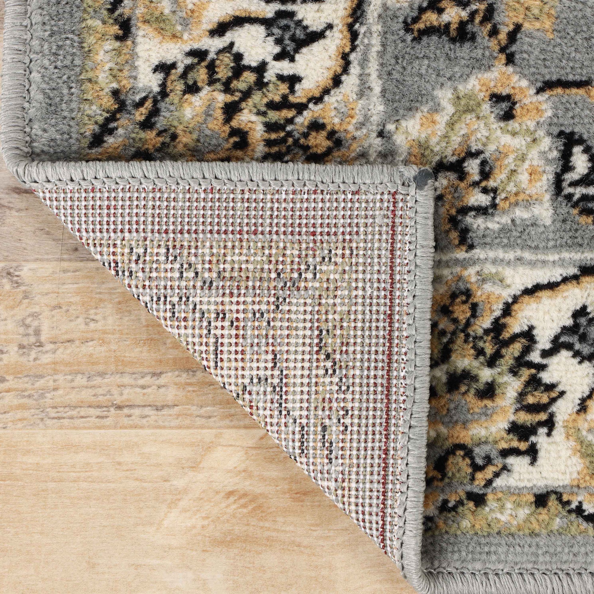 Lille Elegant Floral Indoor Area Rug or Runner Rug Or Door Mat - Gray