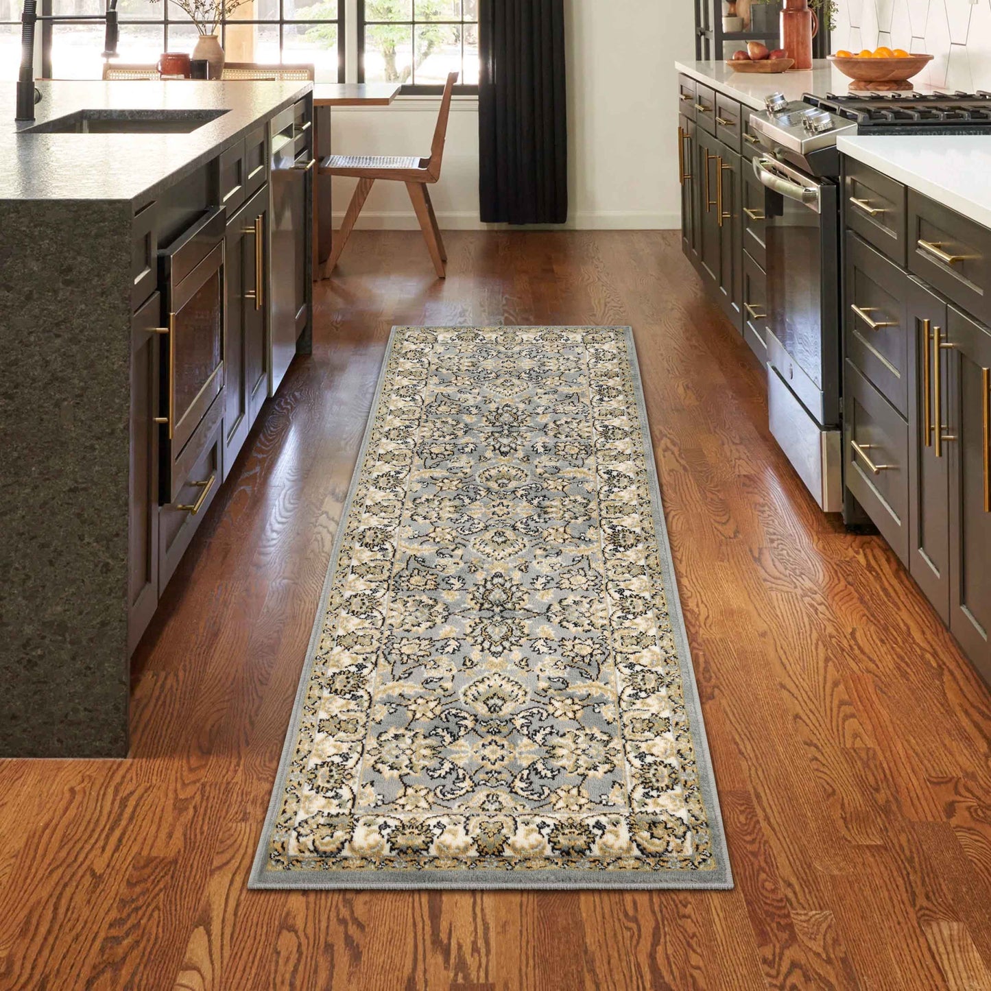 Lille Elegant Floral Indoor Area Rug or Runner Rug Or Door Mat - Gray