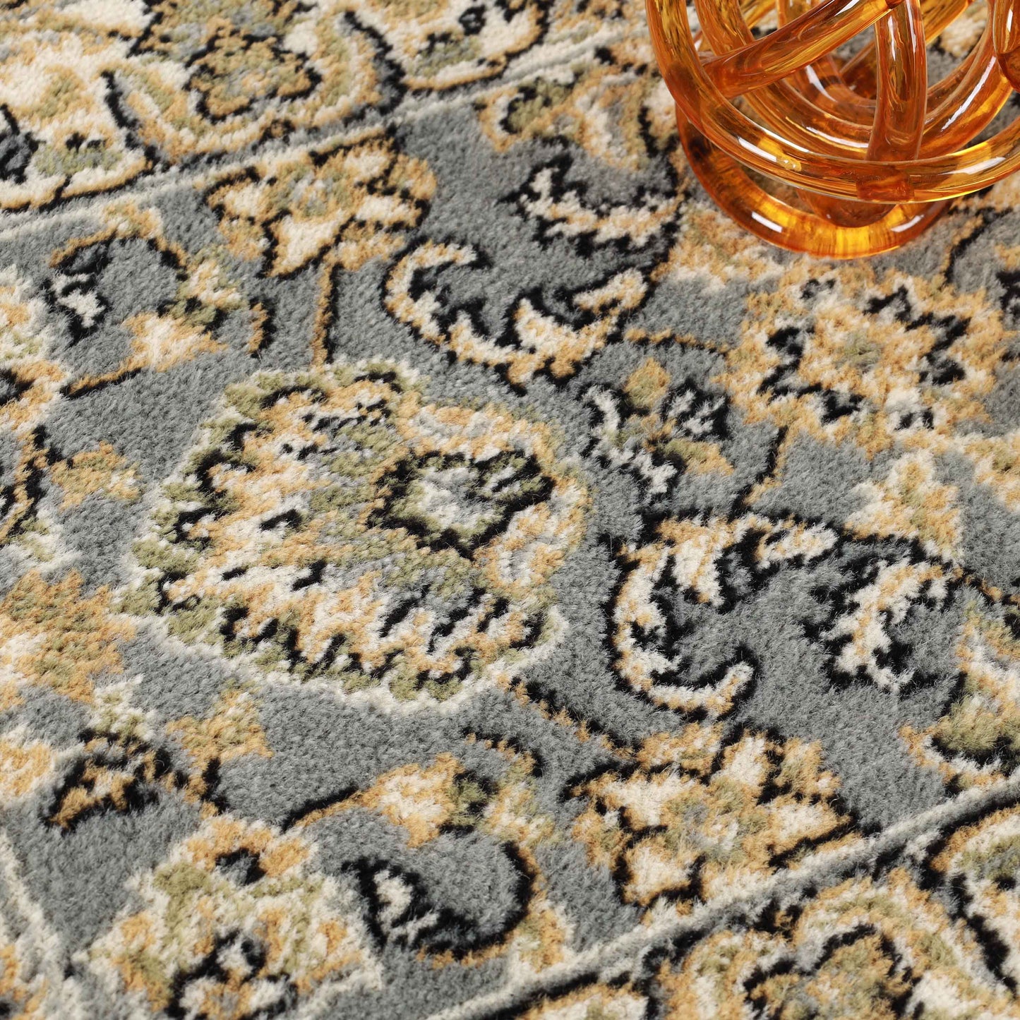 Lille Elegant Floral Indoor Area Rug or Runner Rug Or Door Mat - Gray