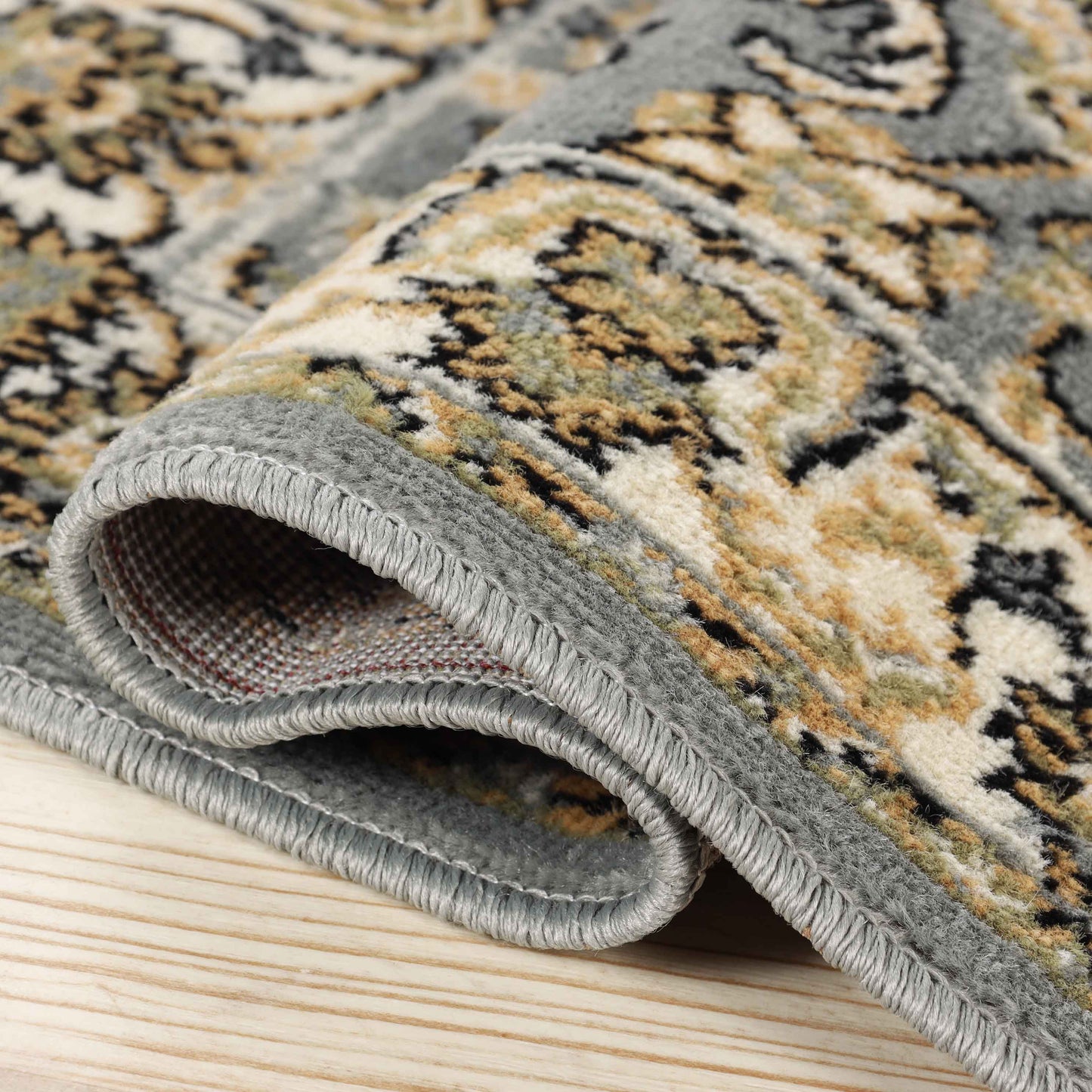 Lille Elegant Floral Indoor Area Rug or Runner Rug Or Door Mat - Gray
