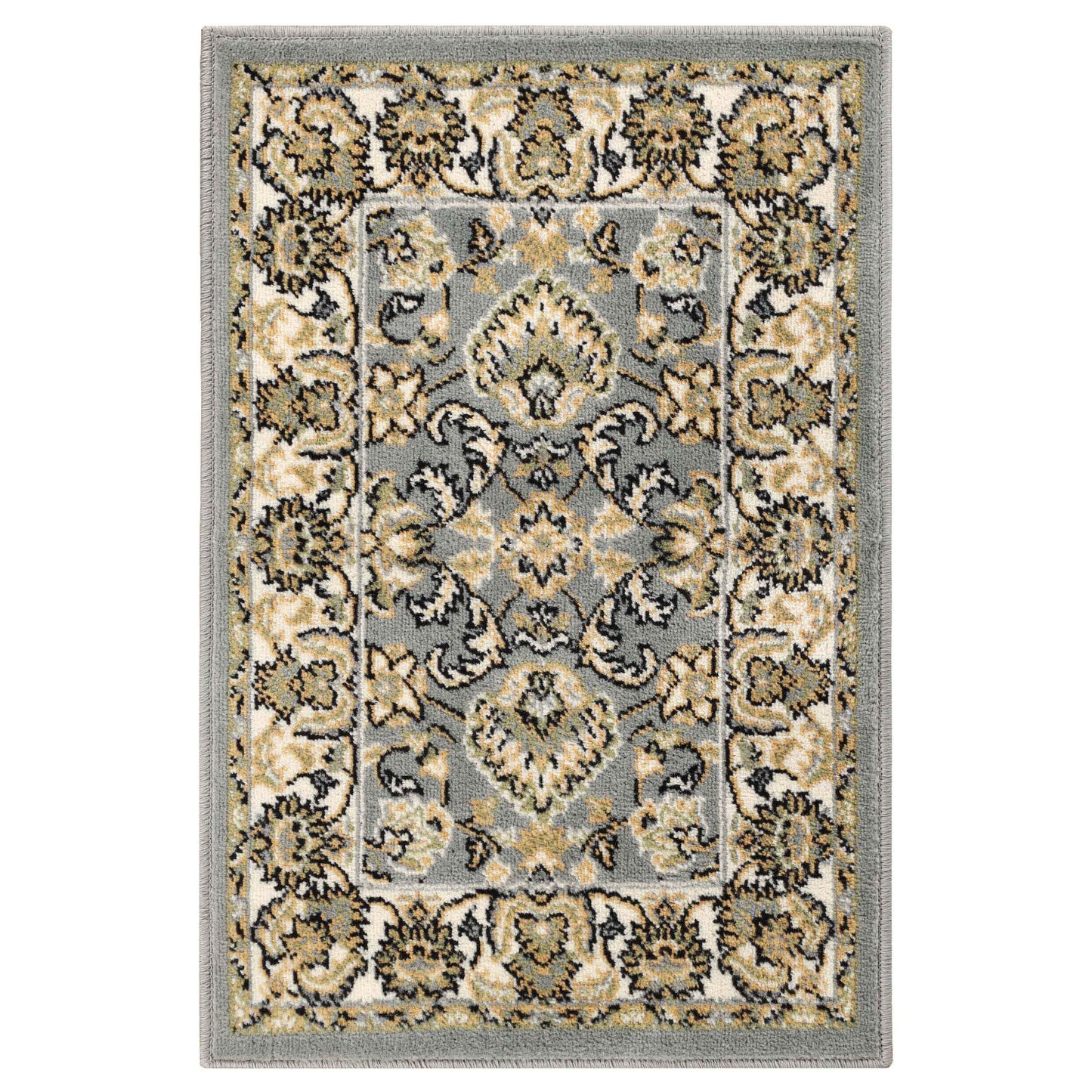 Lille Elegant Floral Indoor Area Rug or Runner Rug Or Door Mat - Gray