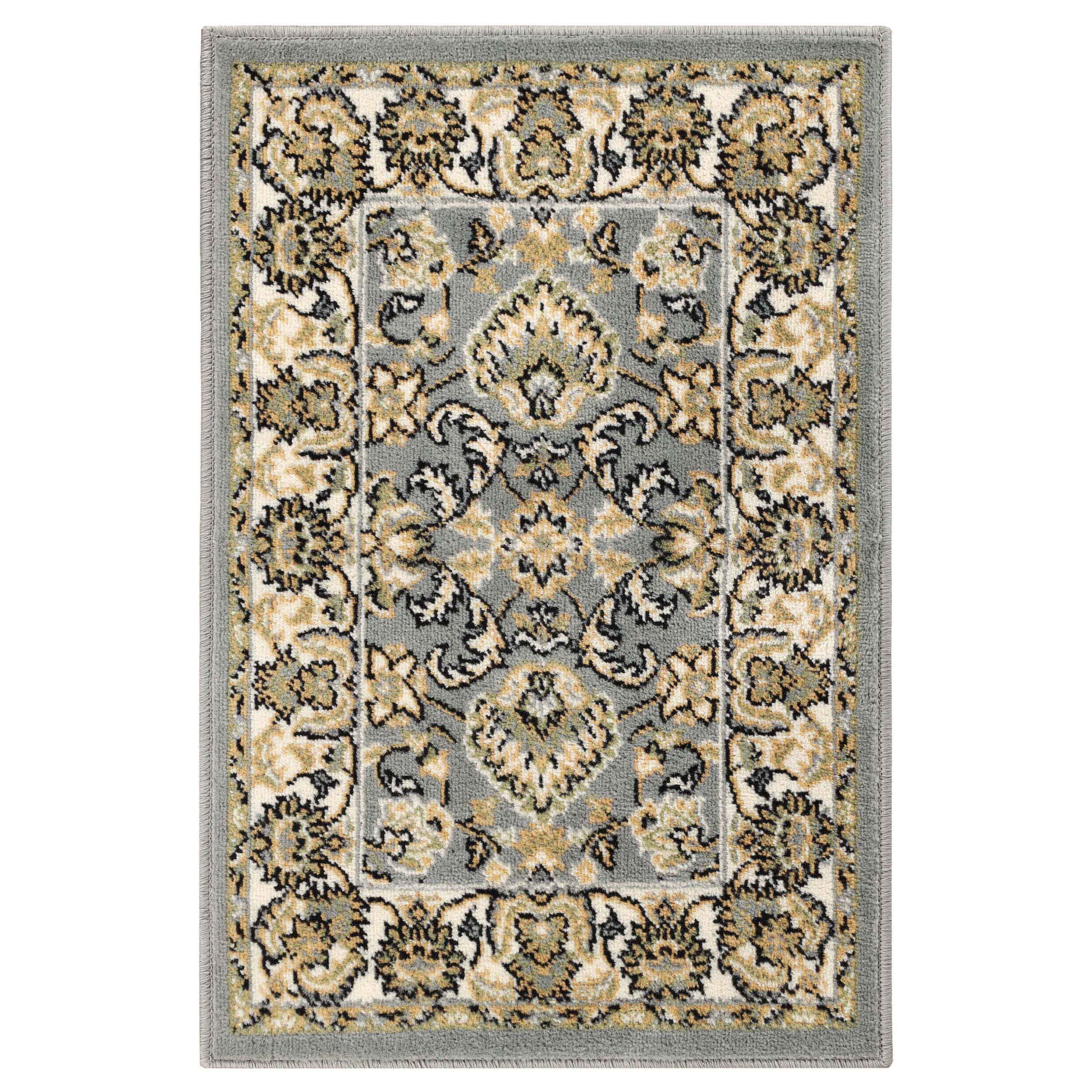 Lille Elegant Floral Indoor Area Rug or Runner Rug Or Door Mat - Gray