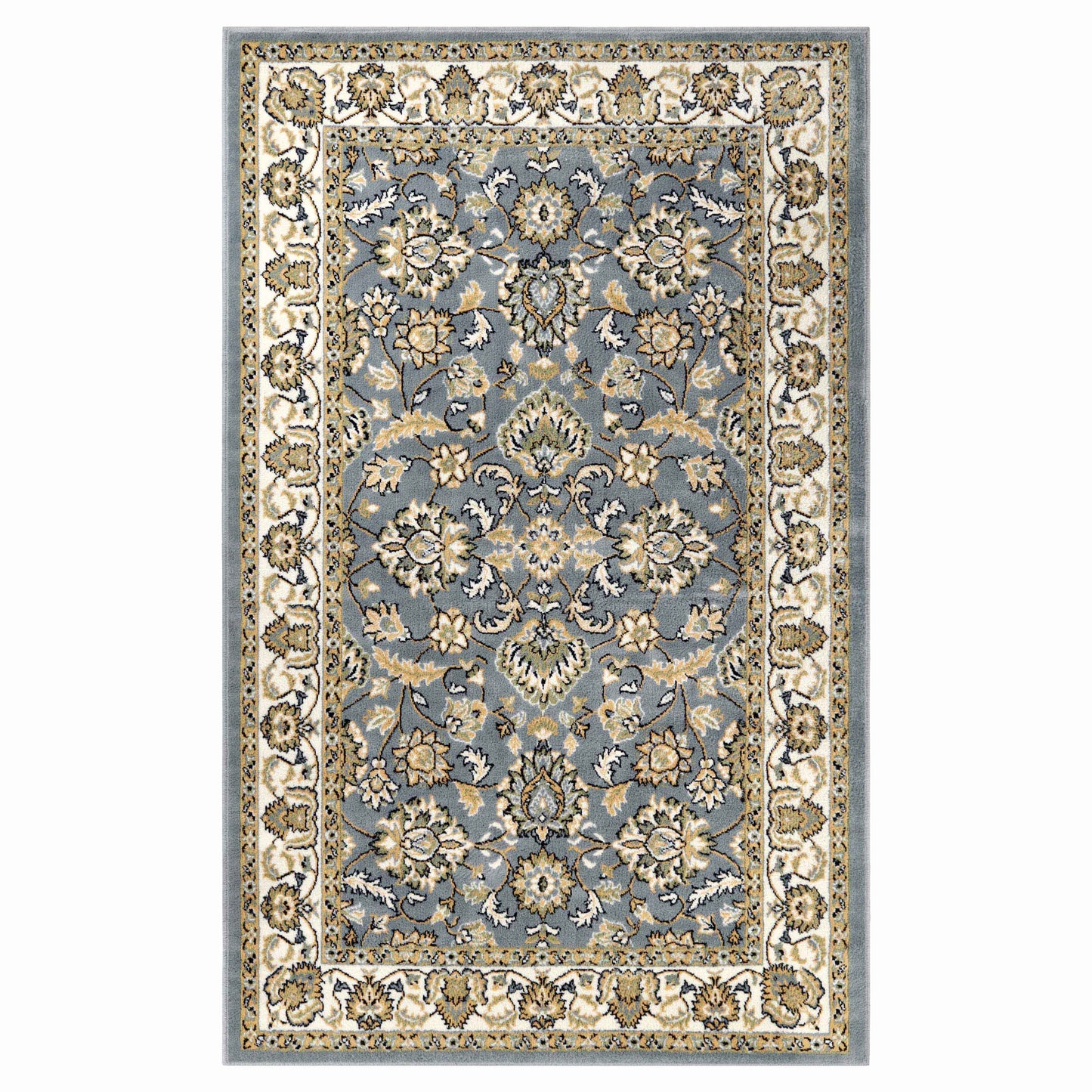Lille Elegant Floral Indoor Area Rug or Runner Rug Or Door Mat - Gray
