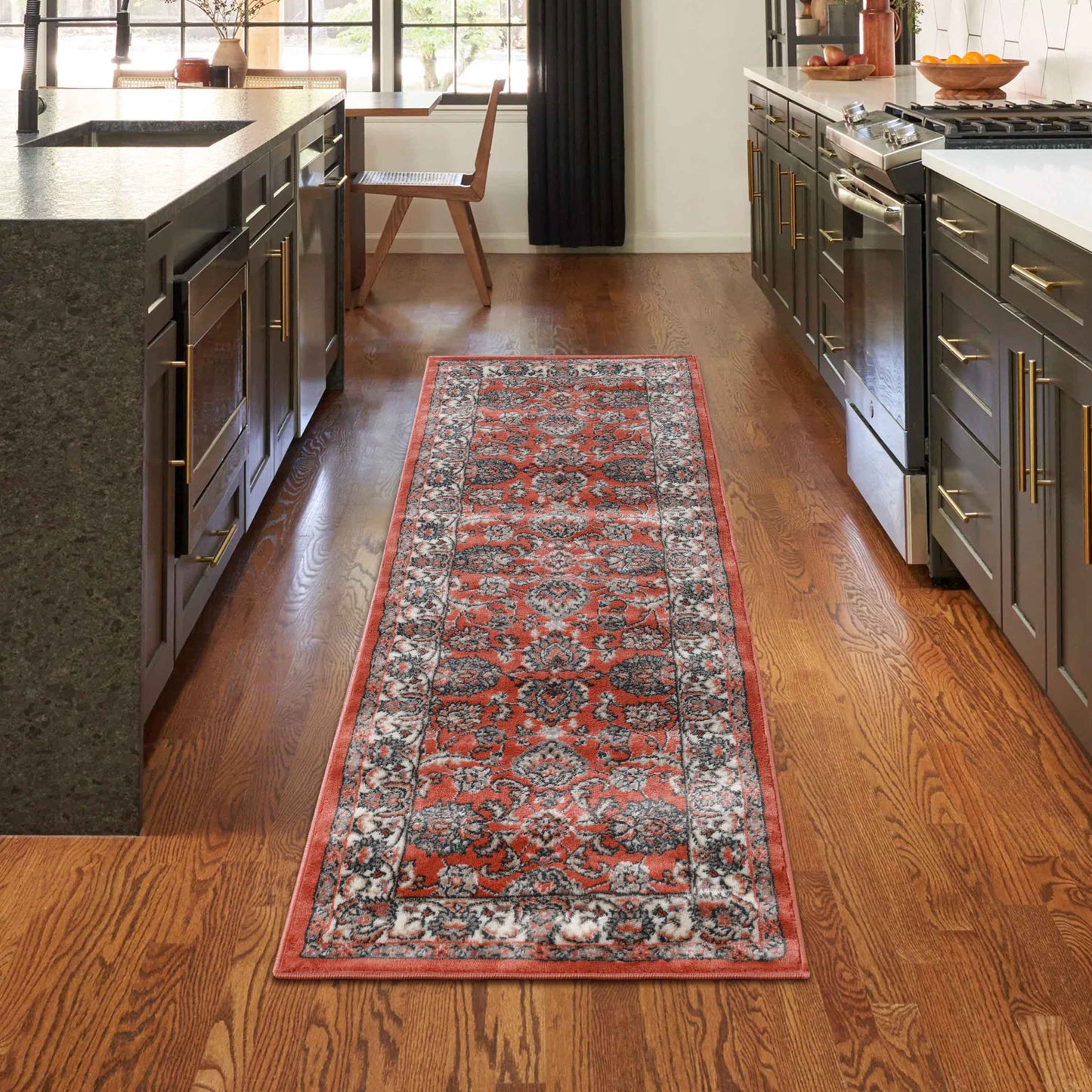 Lille Elegant Floral Indoor Area Rug or Runner Rug Or Door Mat - Salmon