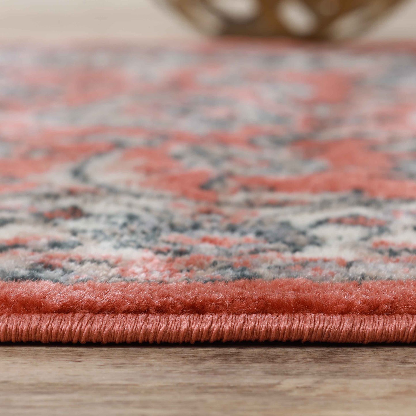 Lille Elegant Floral Indoor Area Rug or Runner Rug Or Door Mat - Salmon