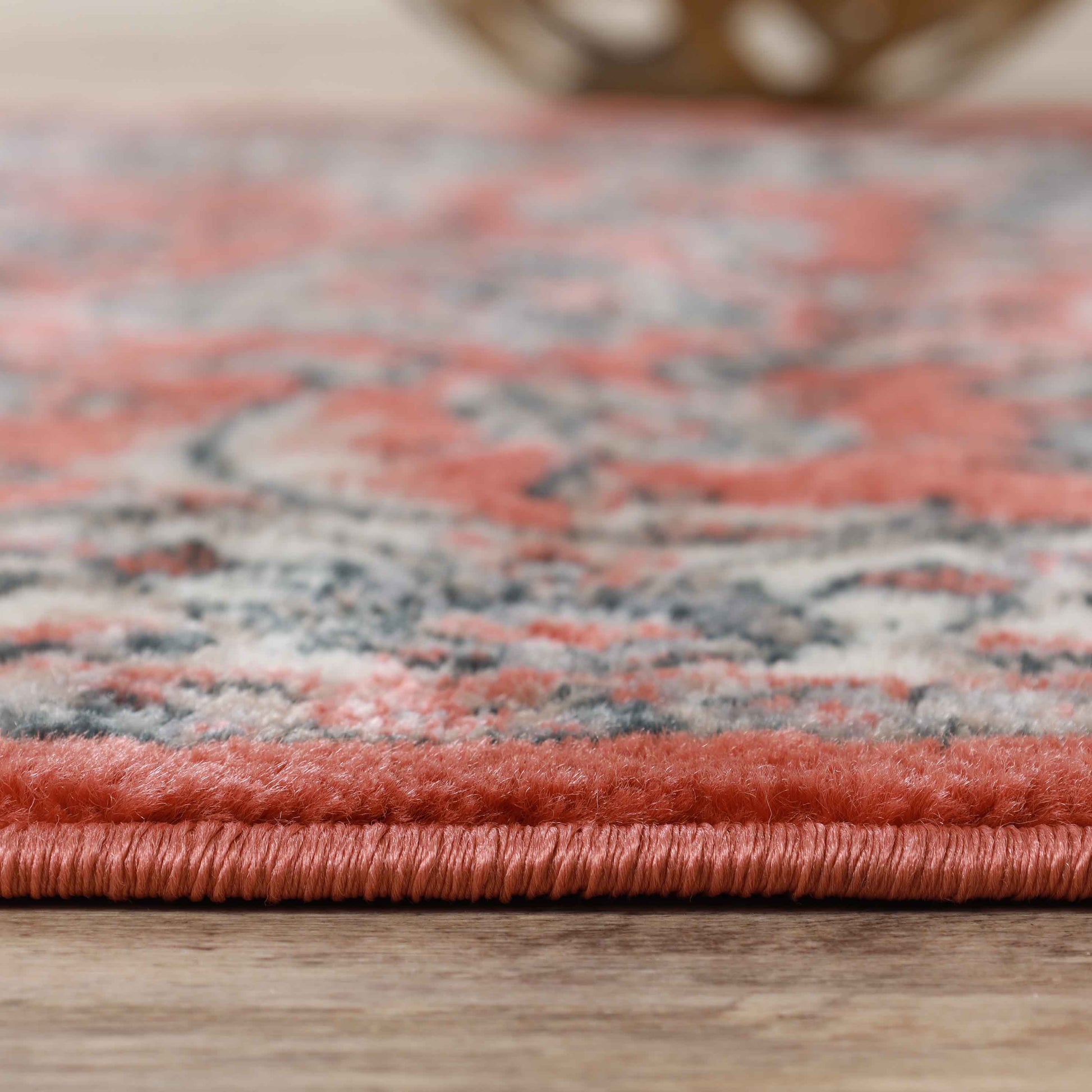 Lille Elegant Floral Indoor Area Rug or Runner Rug Or Door Mat - Salmon