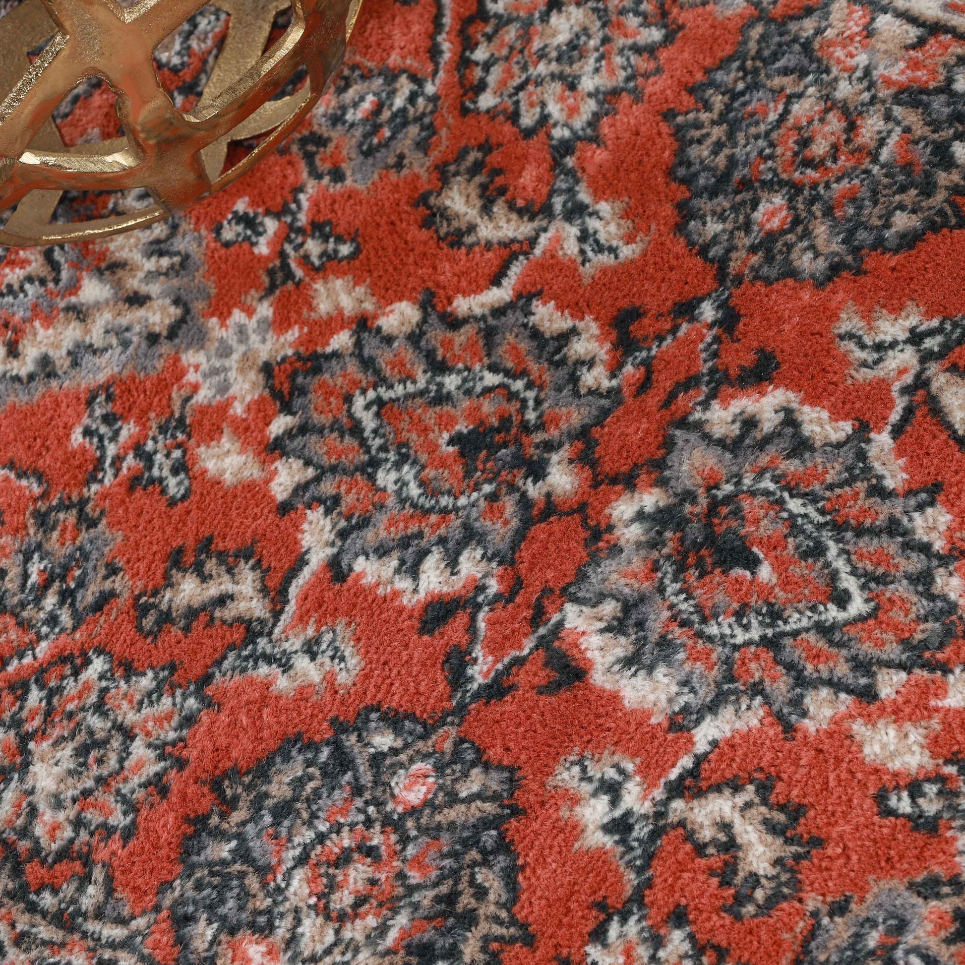Lille Elegant Floral Indoor Area Rug or Runner Rug Or Door Mat - Salmon