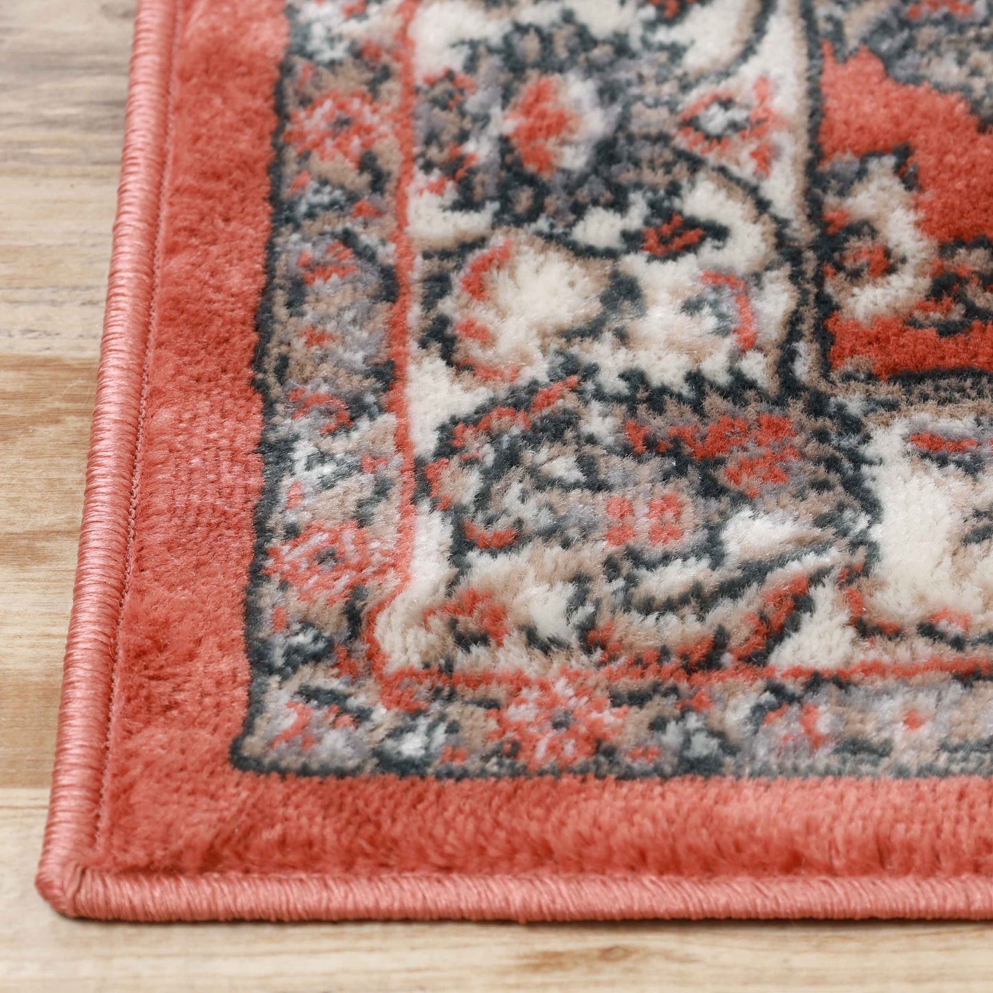 Lille Elegant Floral Indoor Area Rug or Runner Rug Or Door Mat - Salmon