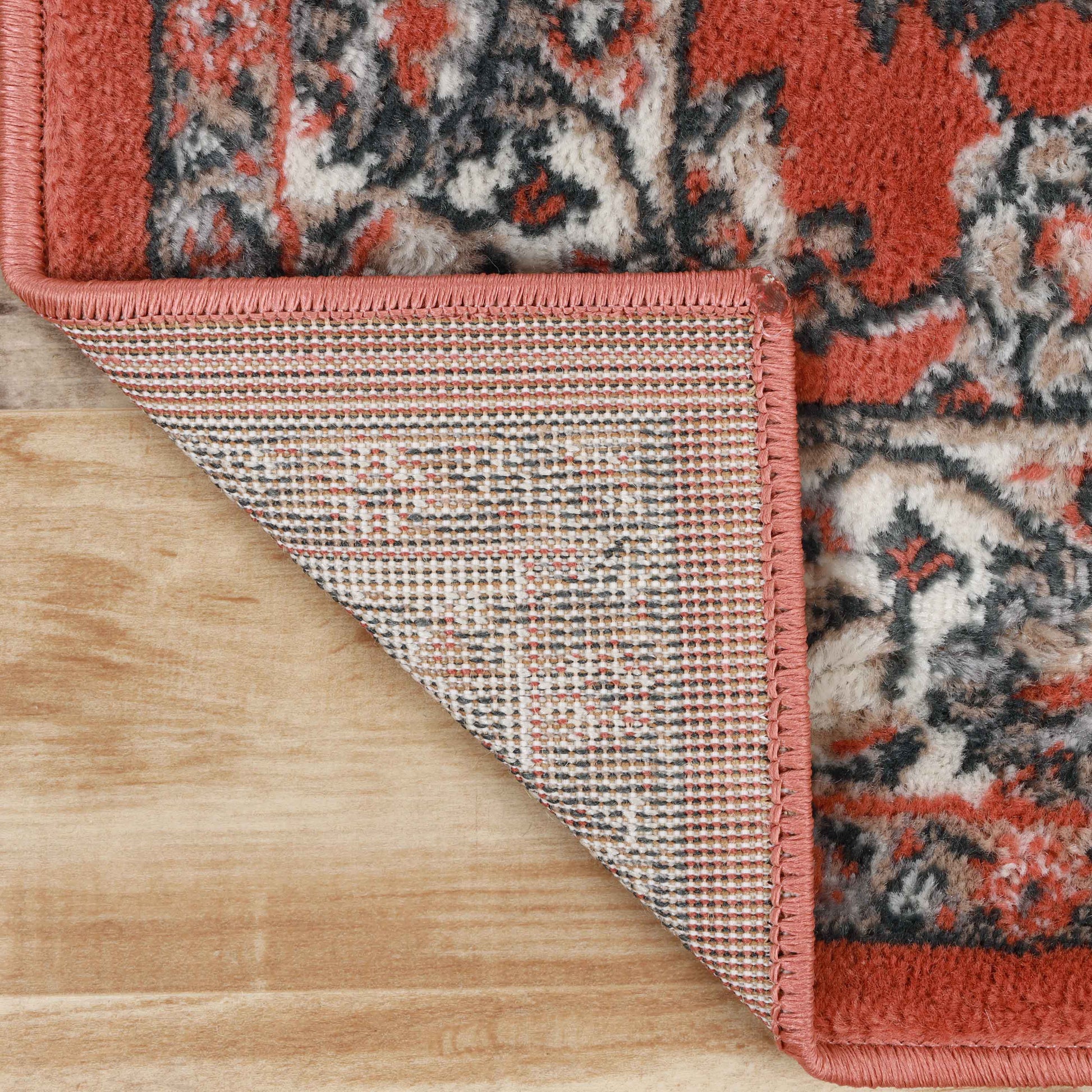 Lille Elegant Floral Indoor Area Rug or Runner Rug Or Door Mat - Salmon