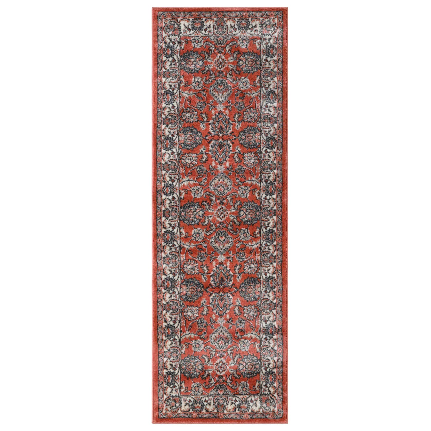 Lille Elegant Floral Indoor Area Rug or Runner Rug Or Door Mat - Salmon