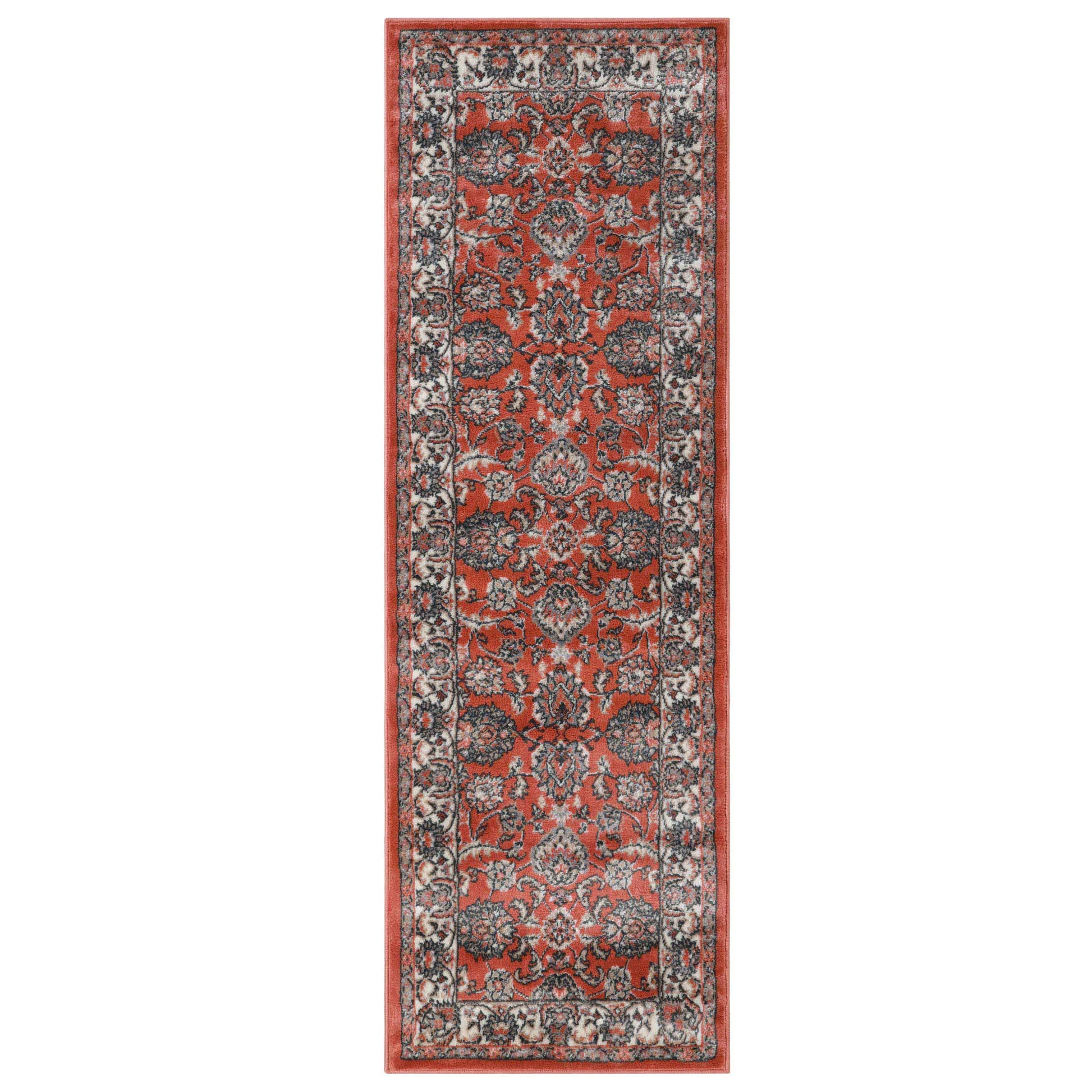 Lille Elegant Floral Indoor Area Rug or Runner Rug Or Door Mat - Salmon