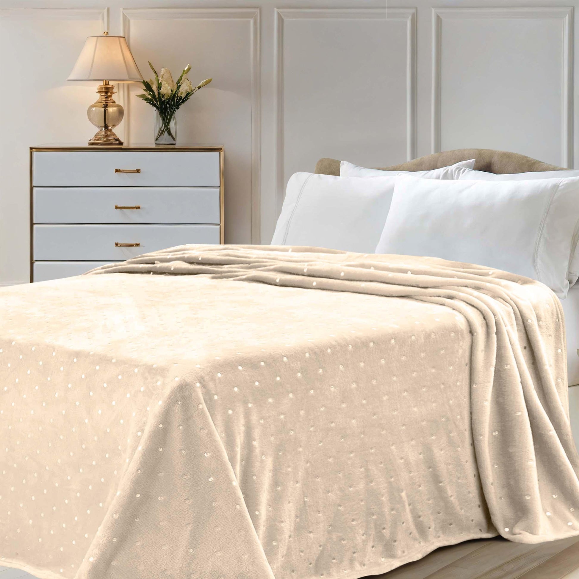 Fleece Plush Medium Weight Fluffy Soft Decorative Blanket Or Throw - Linen