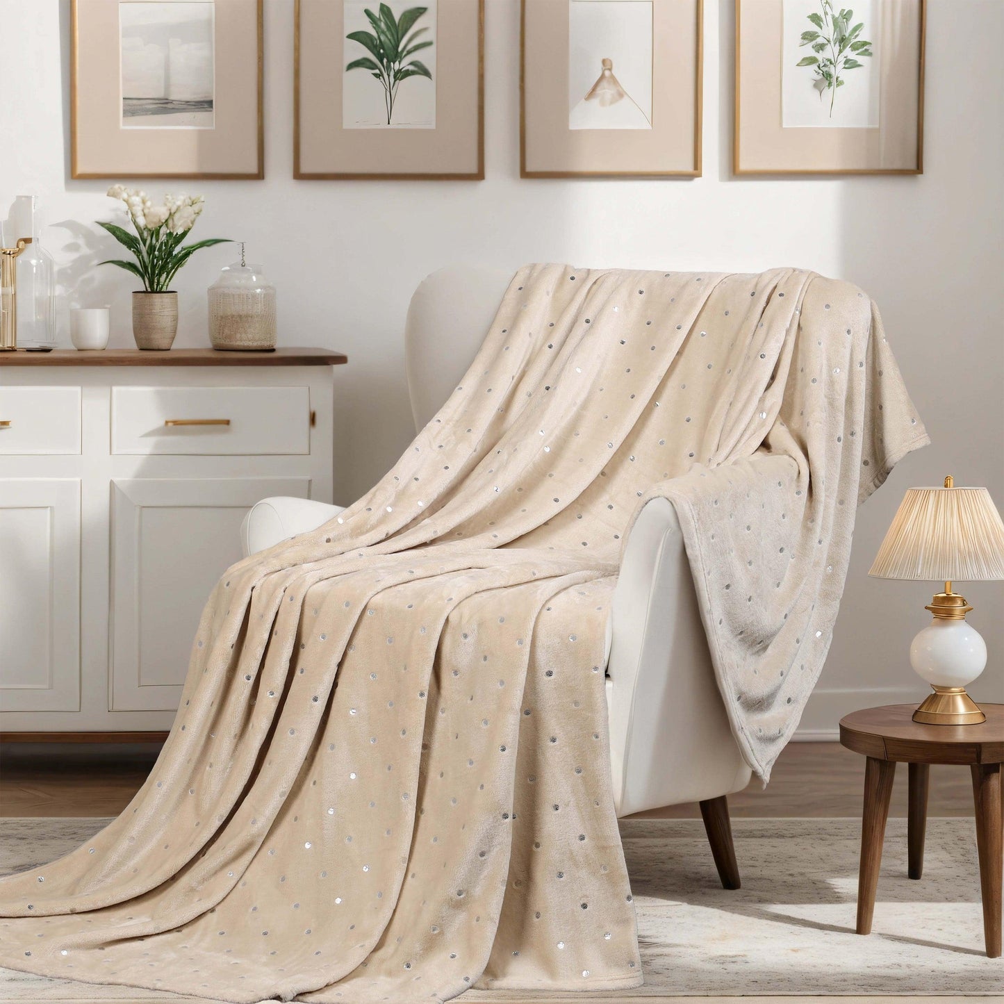Fleece Plush Medium Weight Fluffy Soft Decorative Blanket Or Throw - Linen