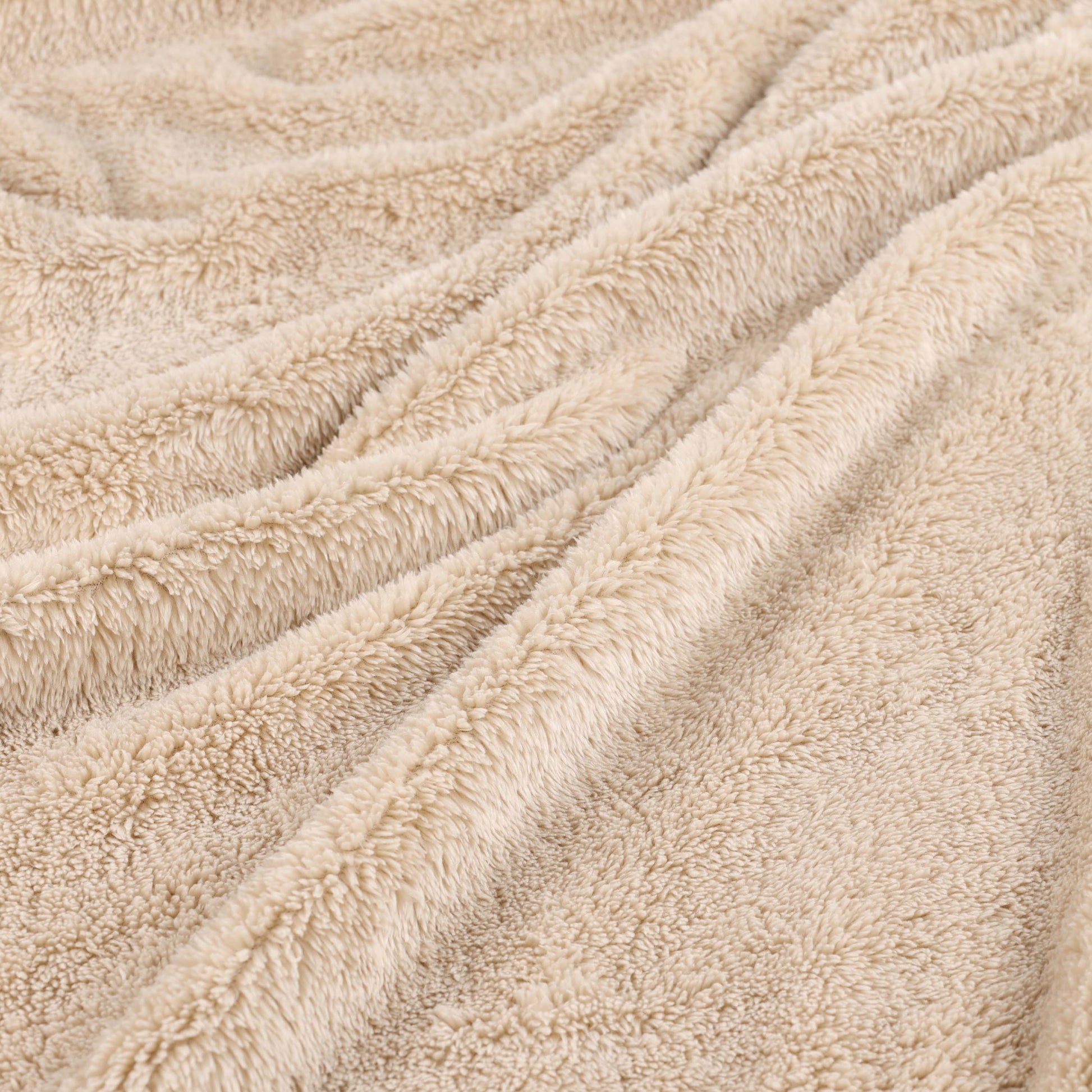 Fleece Plush Medium Weight Fluffy Soft Solid Decorative Blanket - Linen
