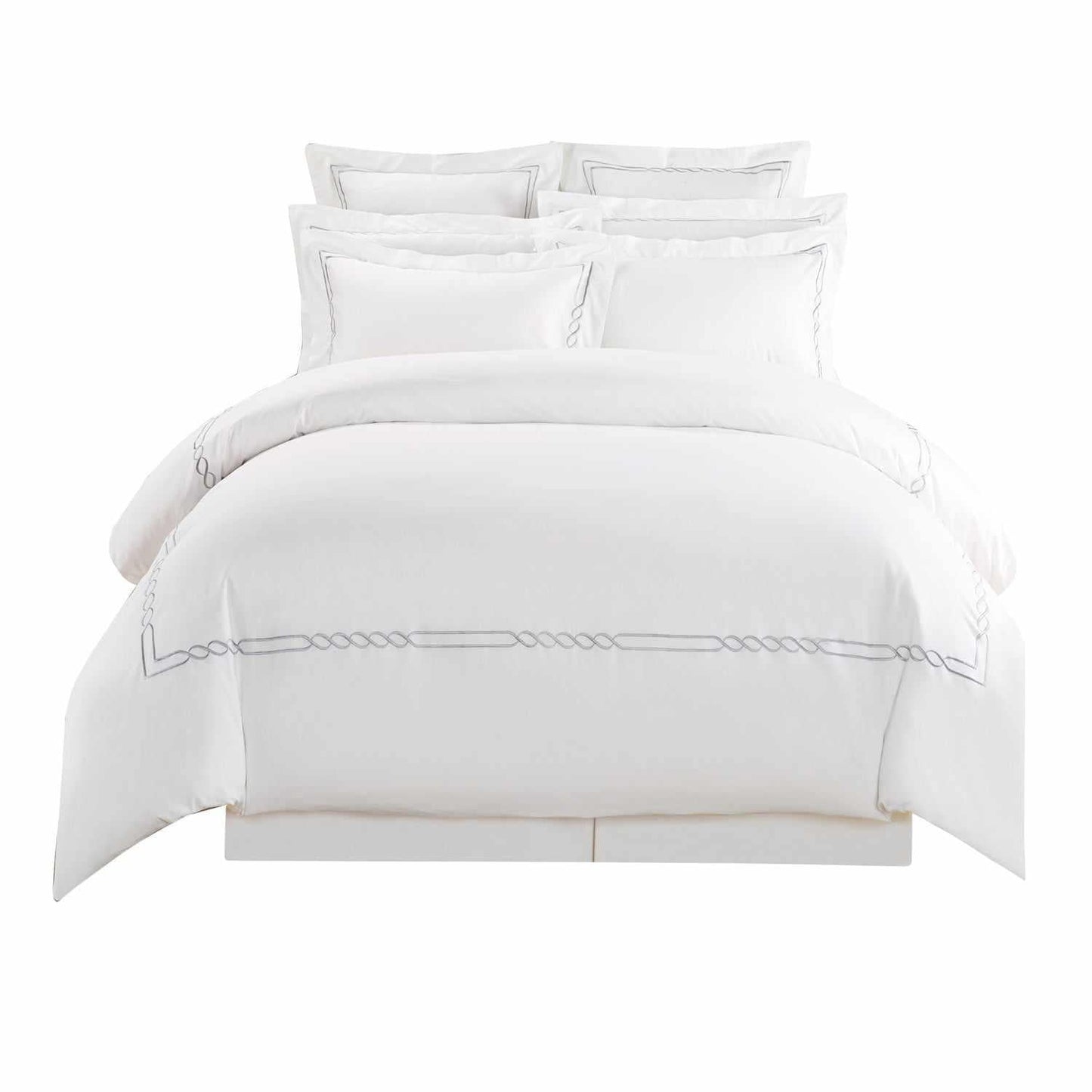 Superior Lorenz Embroidered Cotton Duvet Cover Set - White