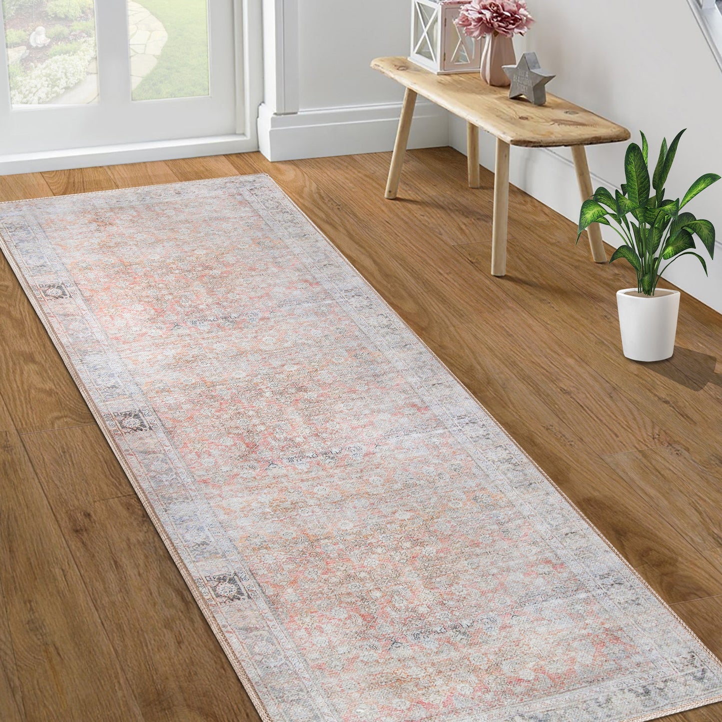 Lottie Distressed Geometric Rustic Farmhouse Indoor Area Rug - Butterscotch