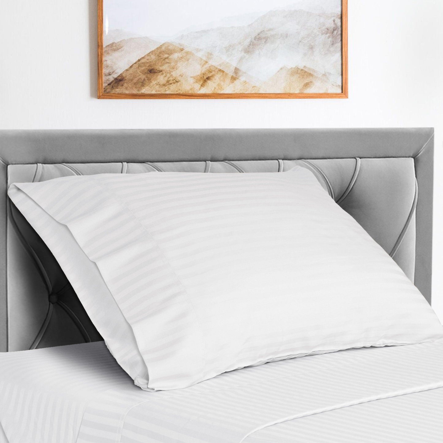 Superior Microfiber Wrinkle Resistant and Breathable Stripe Deep Pocket Bed Sheet Set - White