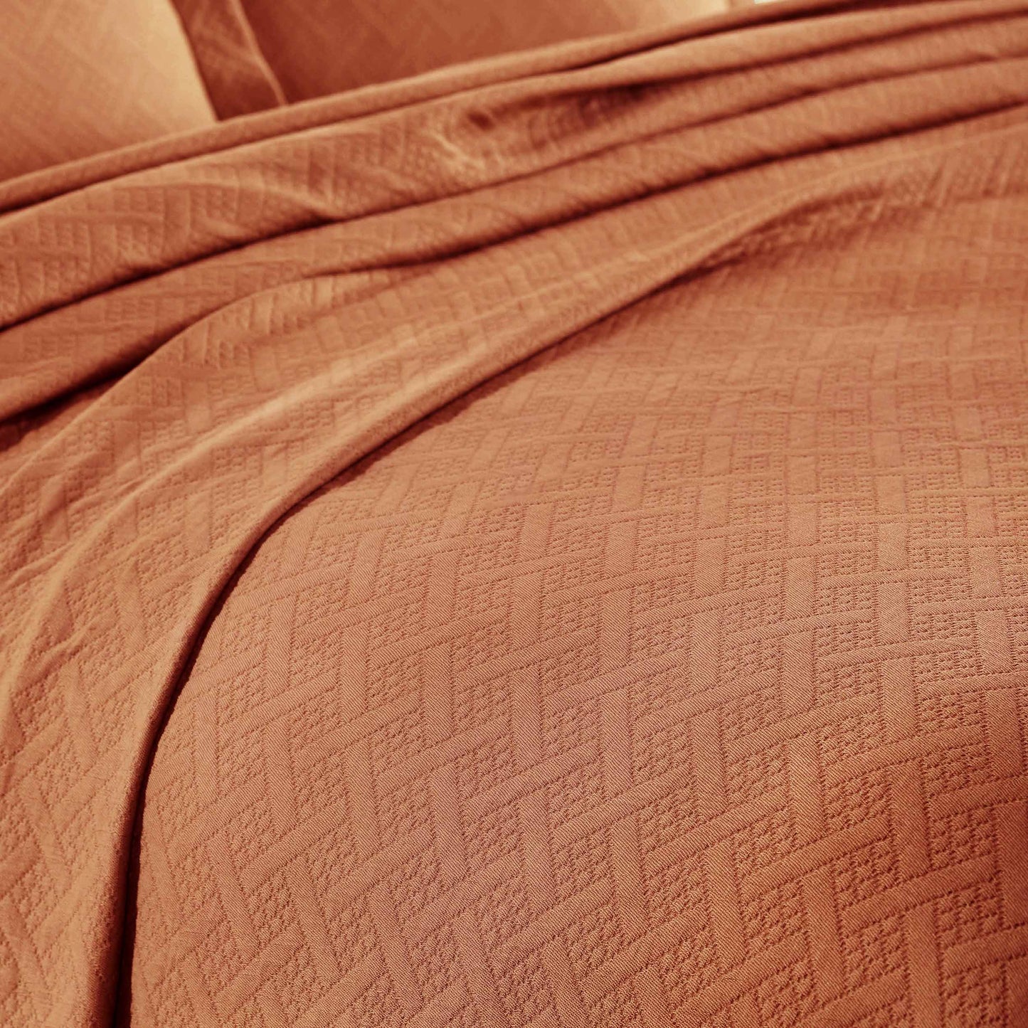 Basket Weave Matelasse Cotton Bedspread Set - Mandarin