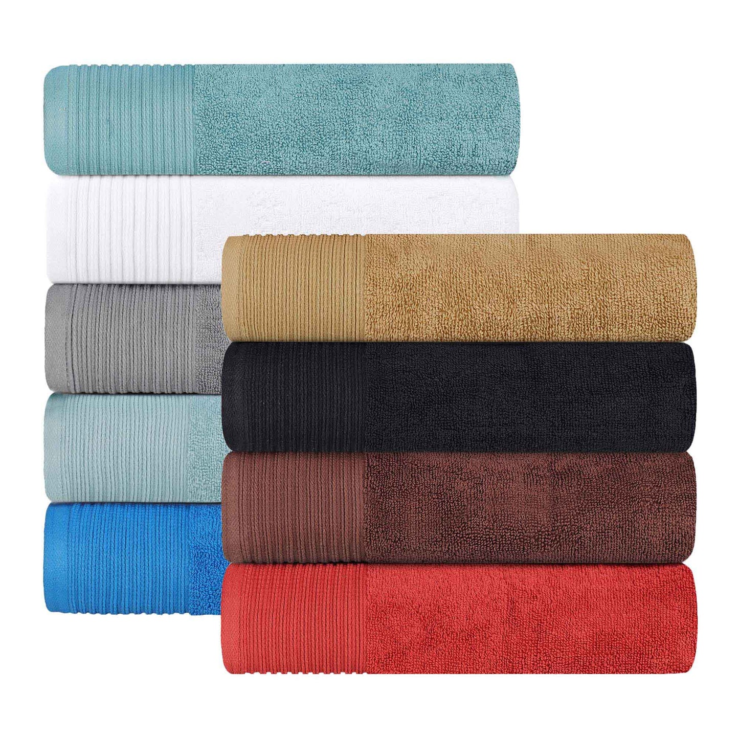 Cotton Marble and Solid Quick Dry 10 Piece Assorted Bathroom Towel Set