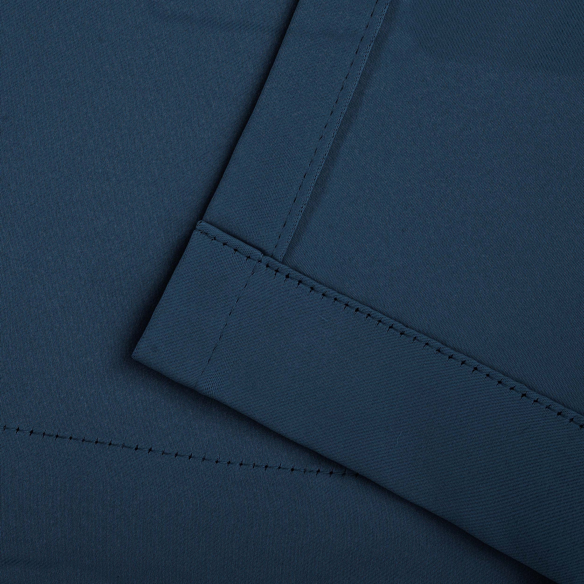 Solid Room Darkening Rod Pocket Blackout Curtain Panels, Set of 2 - MarineBlue