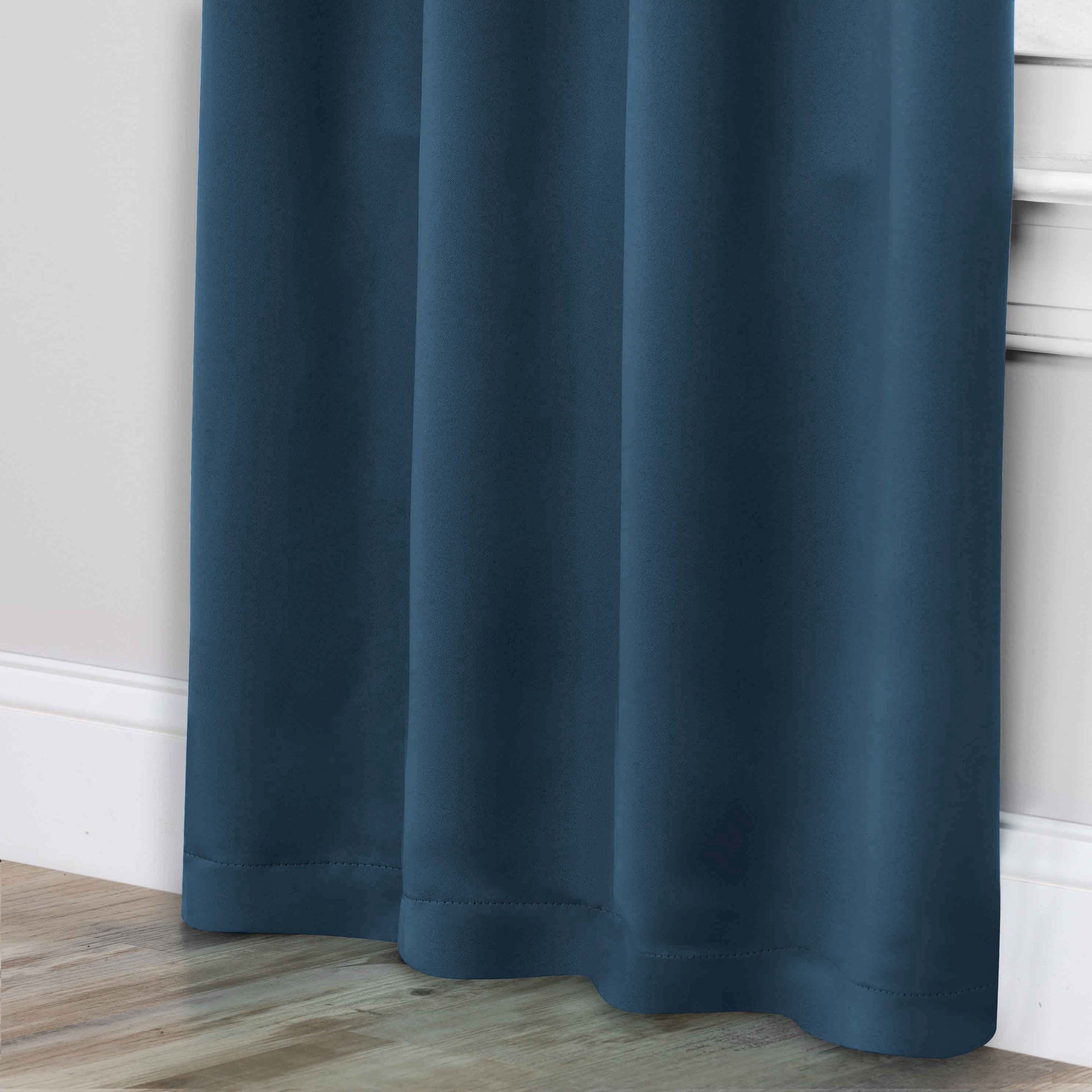 Solid Room Darkening Rod Pocket Blackout Curtain Panels, Set of 2 - MarineBlue