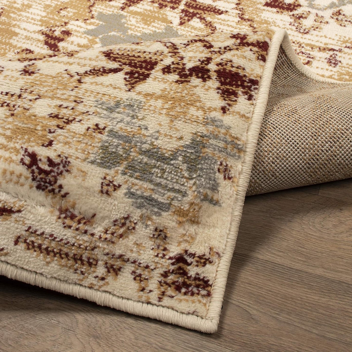 Tamara Modern Farmhouse Floral Damask Indoor Area Rug - Maroon