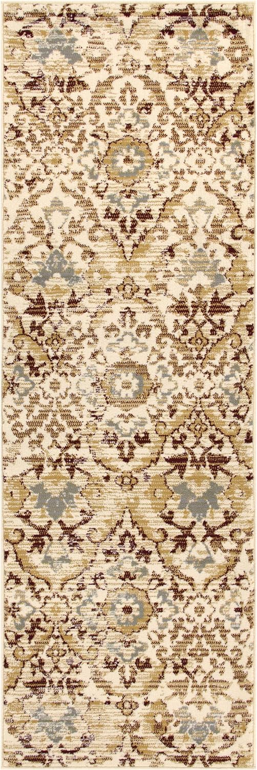 Tamara Modern Farmhouse Floral Damask Indoor Area Rug - Maroon