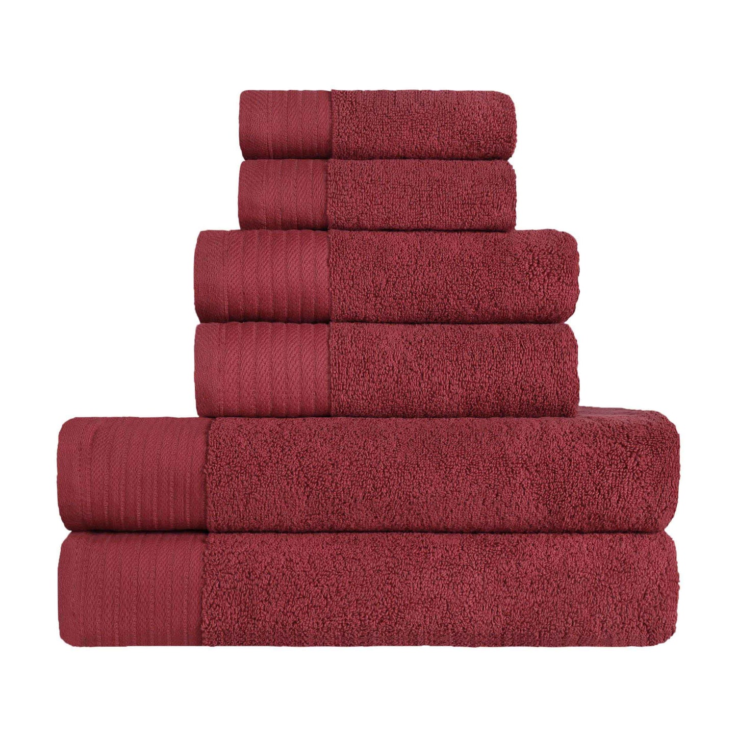 Premium Turkish Cotton Herringbone Solid Assorted 6 Piece Towel Set