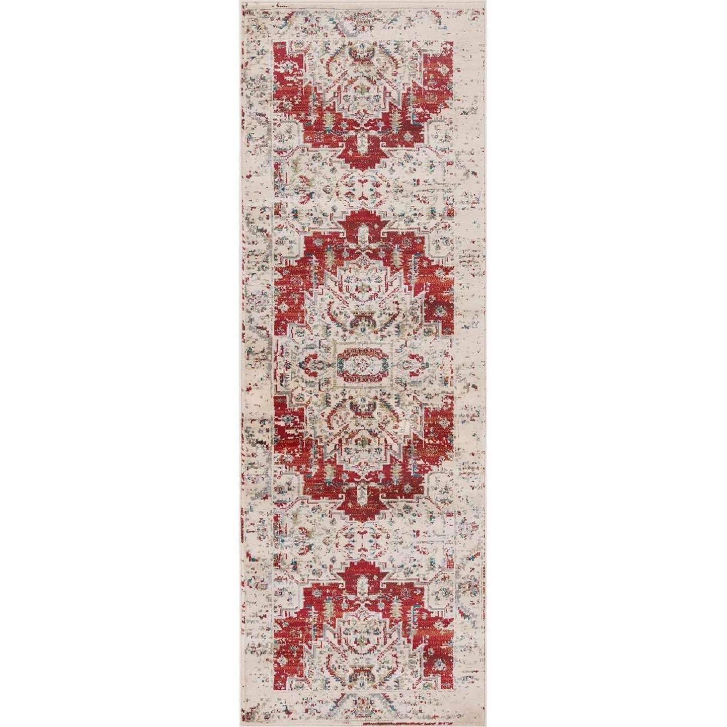 Superior Marquis Modern Farmhouse Medallion Indoor Area Rug or Runner Rug - Red