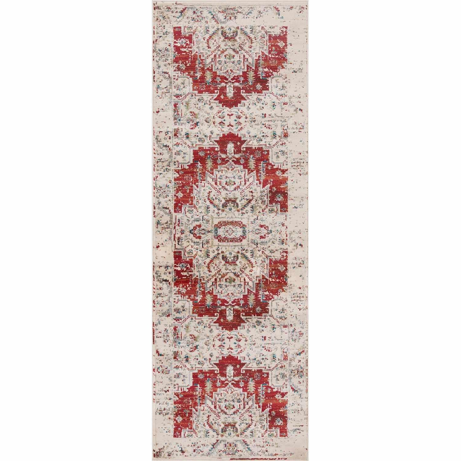 Superior Marquis Modern Farmhouse Medallion Indoor Area Rug or Runner Rug - Red