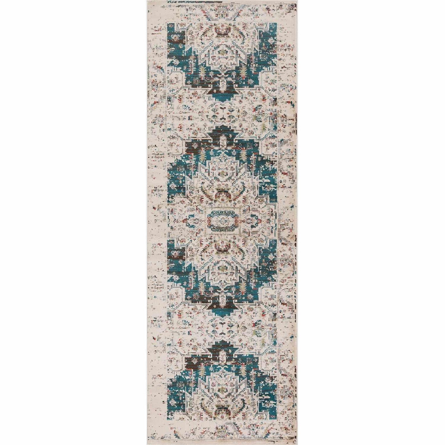 Superior Marquis Modern Farmhouse Medallion Indoor Area Rug or Runner Rug - Teal