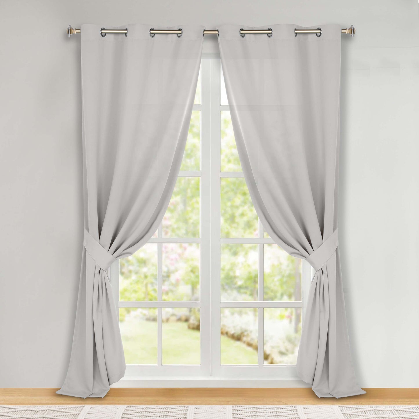 Classic Modern Solid Room Darkening Blackout Curtain Panels, Set of 2