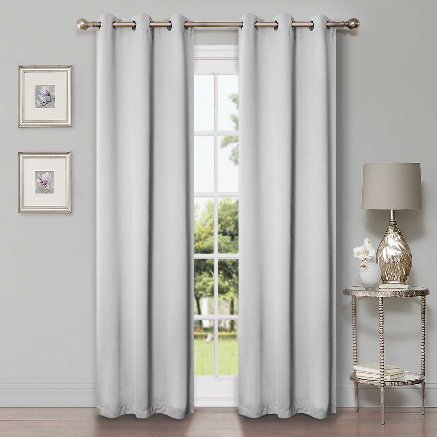 Solid Machine Washable Room Darkening Blackout Curtains, Set of 2 - Marshmallow